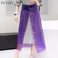 TVVOVVIN, Новинка лета, индивидуальная однобортная ПВХ прозрачная пластиковая перспективная трапециевидная Женская юбка H053