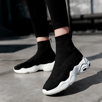 

Spring and Autumn Men Casual Shoes Light Breathable Men Sneakers High Top Original Unisex Lovers Couple Fashion Socks shoes35-45