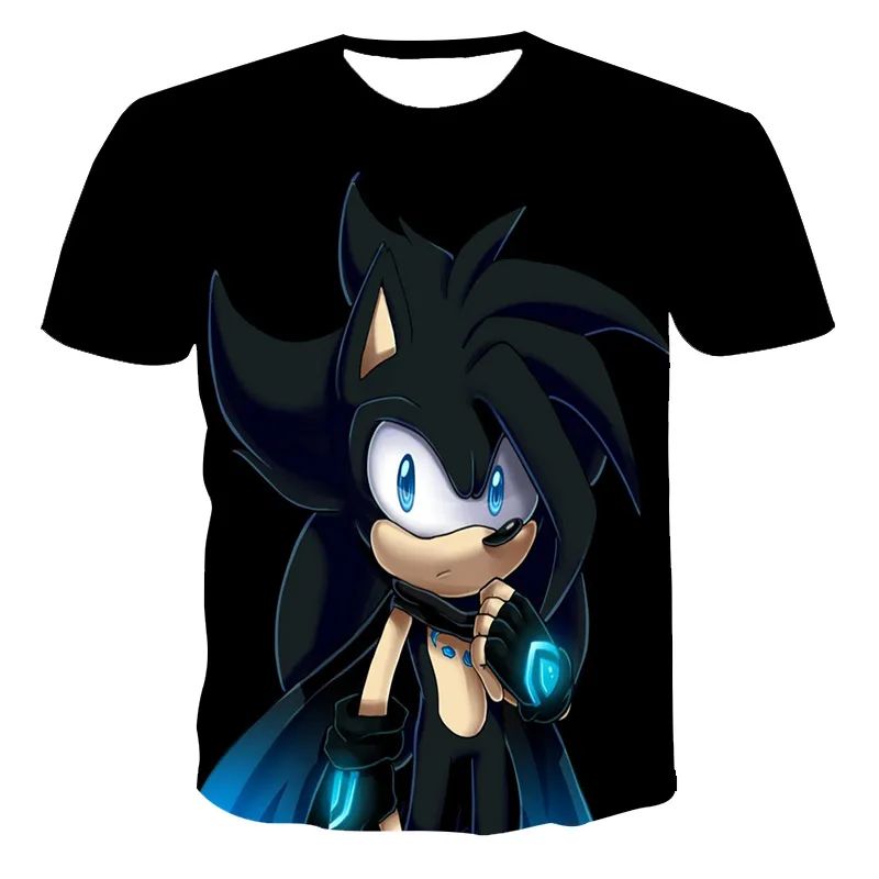 

2020 new Summer men fashion Cartoon Sonic hedgehog O-Neck t shirt Blue 3D Printed Girls Streetwear Children Clothes Funny Tops