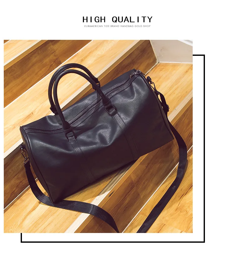 New Pu Leather Portable Travel Bags for Men and Women Large Capacity Leisure Simple Luggage Travel Single Shoulder Diagonal Bag