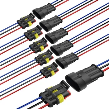 

6-Piece Waterproof Electrical Connector HID Plug 3-Pin 1.5mm Series Terminal, AWG Marine Wire, Used for Cars, Trucks