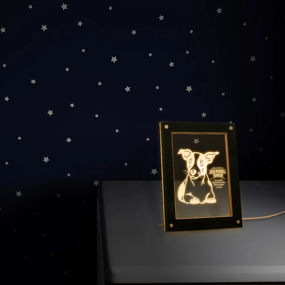 Светодиодный дисплей Jack Rusell Terrier с индивидуальным текстовым фото-рамкой на заказ, светодиодный дисплей с подсветкой, домашний декор для щенков