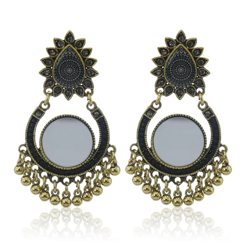 

Indian Earrings for Women Jhumki Jhumka Gold Rhinestone Big Long Tassel Bells Drop Earrings Afghan Egypt Gypsy Turk Ethnic Jewel