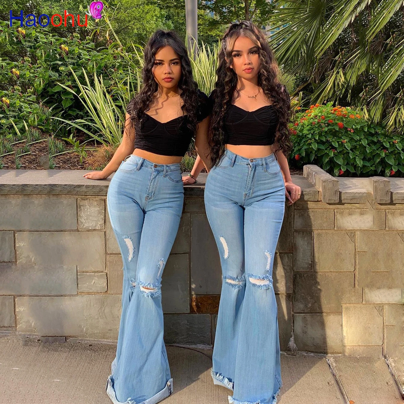 Haoohu Ripped Jeans For Women Plus Size 