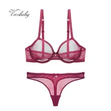 Varsbaby сексуальное кружевное нижнее белье однотонный прозрачный три четверти пряжа стринги дышащие бюстгальтеры в комплекте