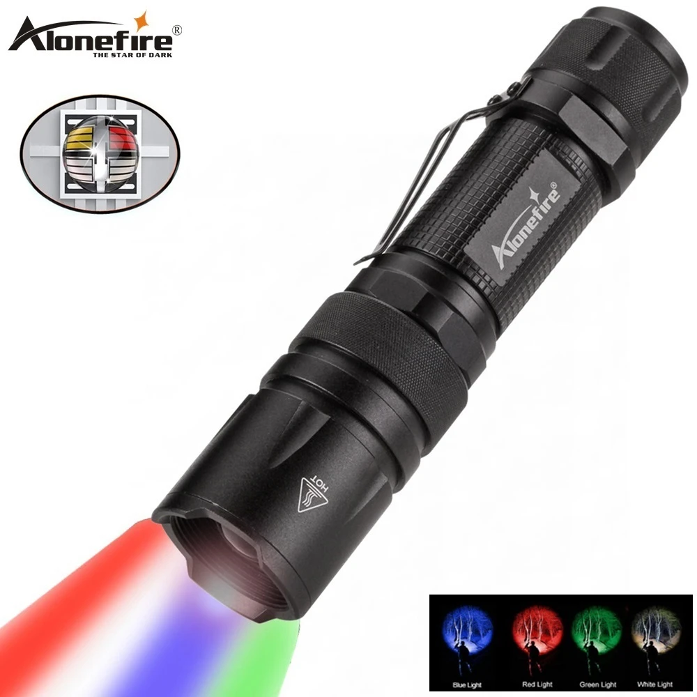 Mand Omgekeerd Geweldige eik Alonefire X33 4 In 1 Wrgb Multicolor Zaklamp 300 Lumen Zoomable Een Modus  Wit Rood Groen Blauw Licht Jacht Zaklamp|LED-zaklampen| - AliExpress