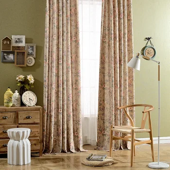 

Spring Flower Factory Direct Curtain Stock Modern Rural Wind Curtain Polyester Cotton Printed Curtain Screen Fabric