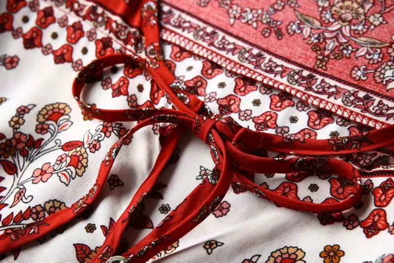 Everkaki, Boho, цветочный принт, блузка, топы для женщин, Ретро стиль, на шее, завязанные пуговицы, летние женские блузки, Топ для женщин,, осень, Новая мода