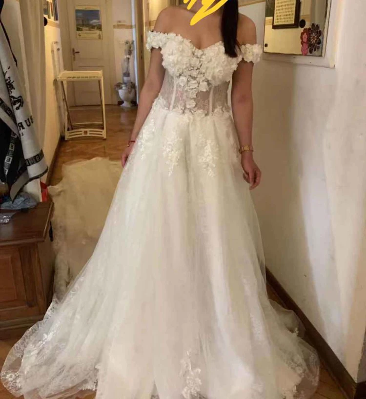 Винтажное кружевное свадебное платье с цветочной аппликацией, Vestido De Noiva, милое бальное платье с королевским шлейфом, свадебные платья
