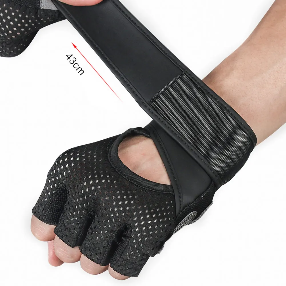1 Pair Fitness Absorb Sweat Exercise Wrist Support Outdoor Training Riding Anti Slip Sports Gloves Cycling Half Finger