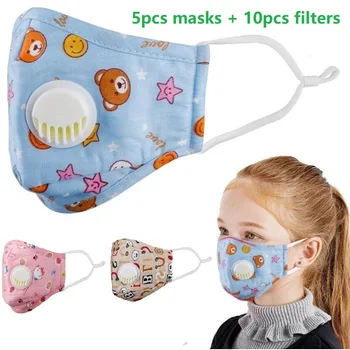

IN STOCK!!! New Dust-proof Sterile Mask Cartoon Reusable Children Mask With 10 Filters Kids Breath Valved Face Mask