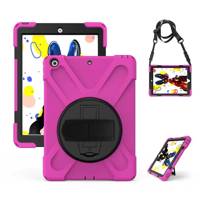 

Case For ipad 10.2 2019 10.2 inch Heavy Duty Rugged Protection Cover with Kickstand Hand+Neck Strap