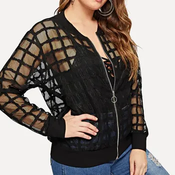 

feitong Plus Size Womens jacket Solid Lace Loose Shawl Cardigan Top Baseball Basic Round Collar Bomber Jackets Coat 8M2