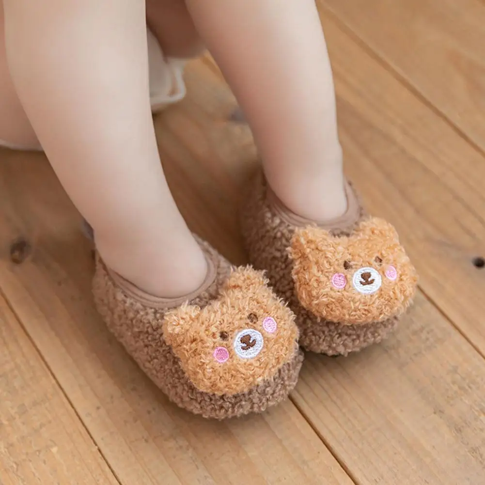 1 Pair Toddler Shoes Excellent Newborn Thickened Crib Shoes Socks Anti-slip Cartoon Pattern Infant Slippers