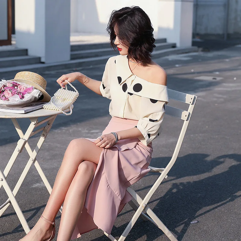 

France Non-mainstream Two-Piece Set Very xian yang Gas by Age Slimming Fashion Summer Summer Wear 2019 New Style Online Celebrit