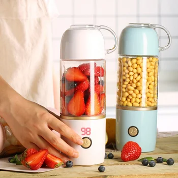 

Portable Blender Travel USB Rechargeable Milkshake Cup Fruit Blender LED Display Small Blender Manual Juicers