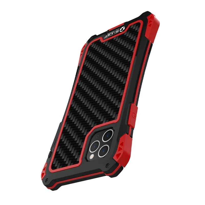 R just Amira Luxury Carbon Fiber Metal Headphone Case For Apple Iphone 11 11 Pro MAX waterproof Aluminum Shockproof Back Cover