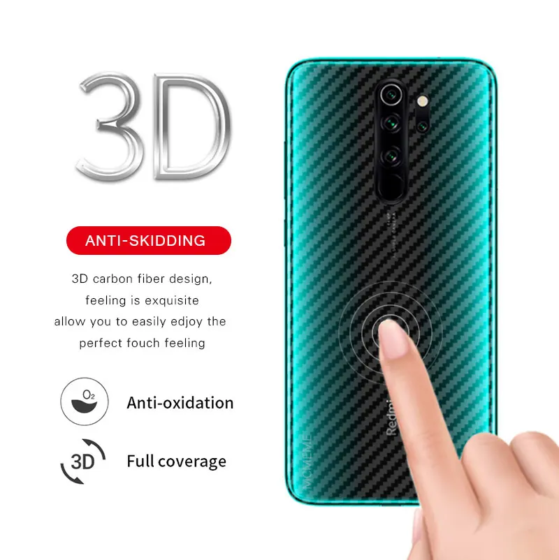 5 шт./лот 3D углеродное волокно задняя пленка для Xiaomi Redmi Note 8 Pro задняя защитная пленка наклейка для Xiaomi Redmi 8 8A