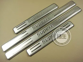 

High quality stainless steel Scuff Plate/Door Sill Protector Sticker Car Styling For 2009-2012 Skoda Superb
