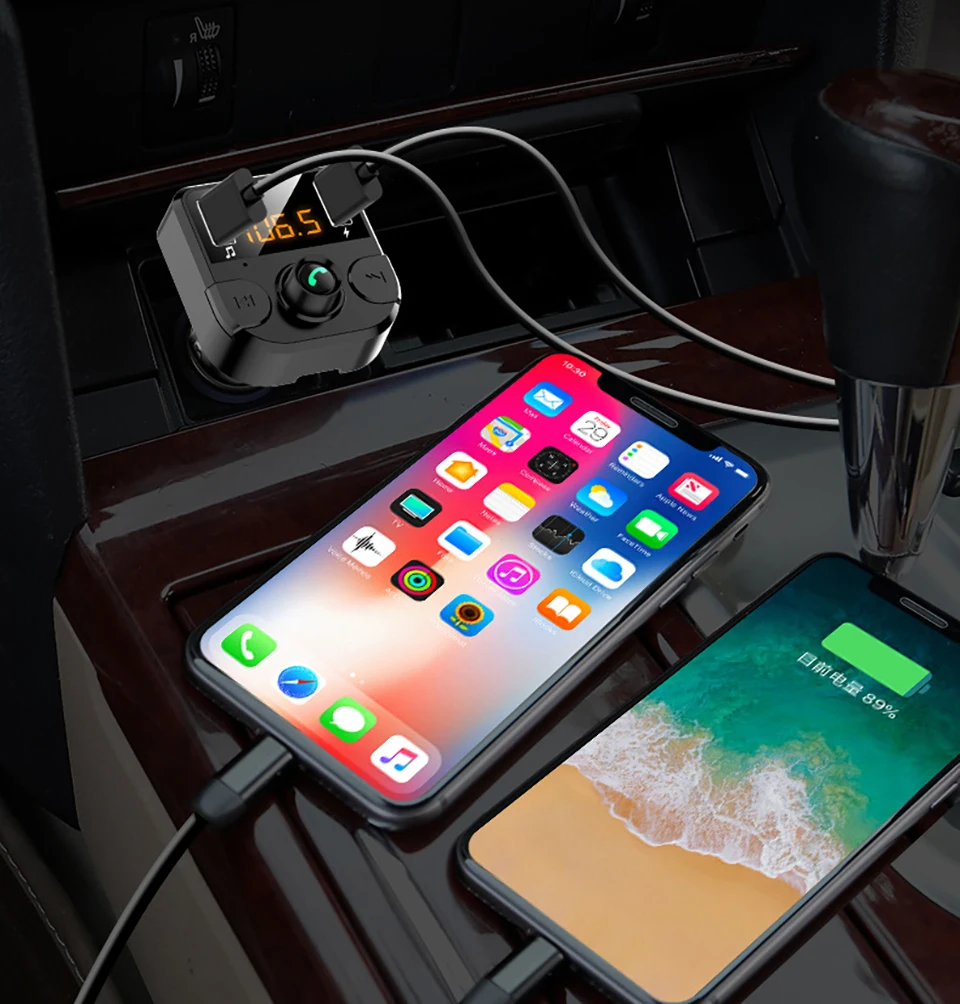 Автомобильное зарядное устройство fm-передатчик MP3-плеер беспроводной Bluetooth приемник автомобильный комплект 3.1A быстрый USB Hands Free USB зарядное устройство FM модулятор