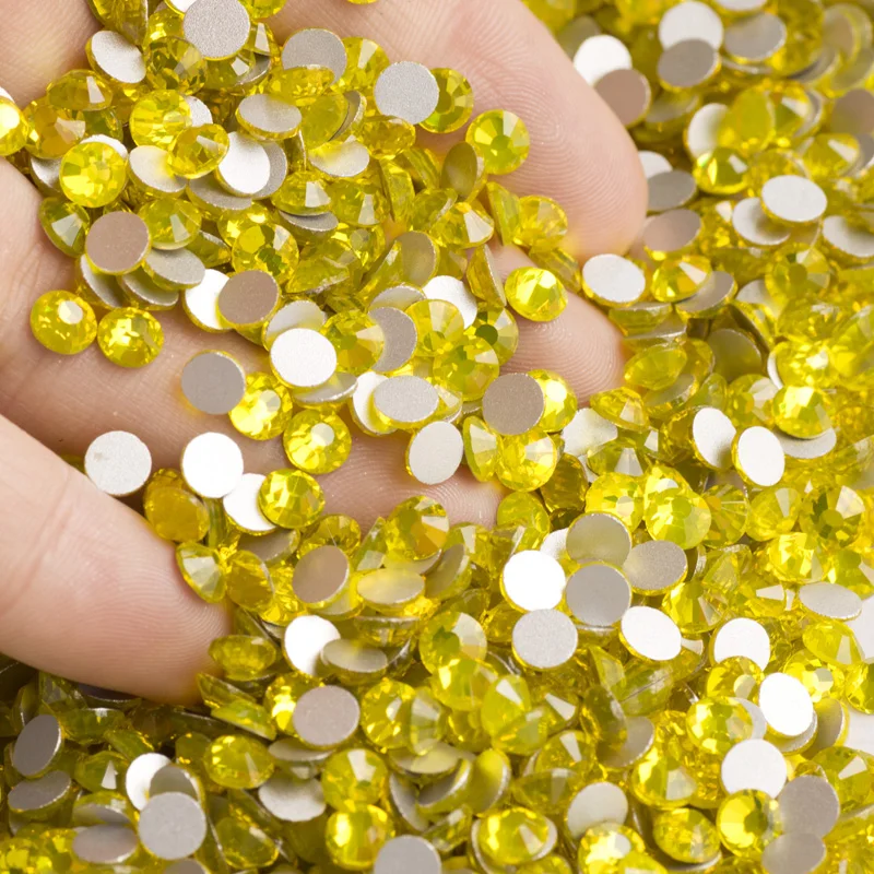 CTPA3bI 2000 Citrine Color All Size Non Hotfix Strass Yellow Rhinestones  Flatback For Nail Art Jewlery Making Beads Decorations