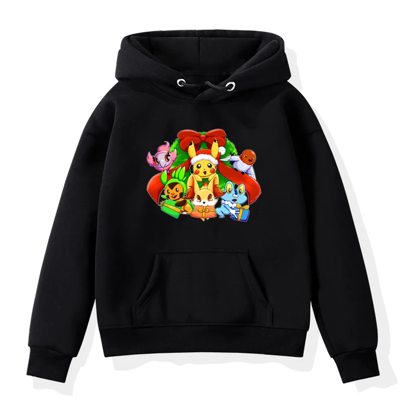 Семейная одежда с принтом «Покемон Пикачу» пуловер для малышей, толстовки Kawaii, Детские худи для мальчиков и девочек, Зимние Теплые Топы, куртки в стиле Харадзюку
