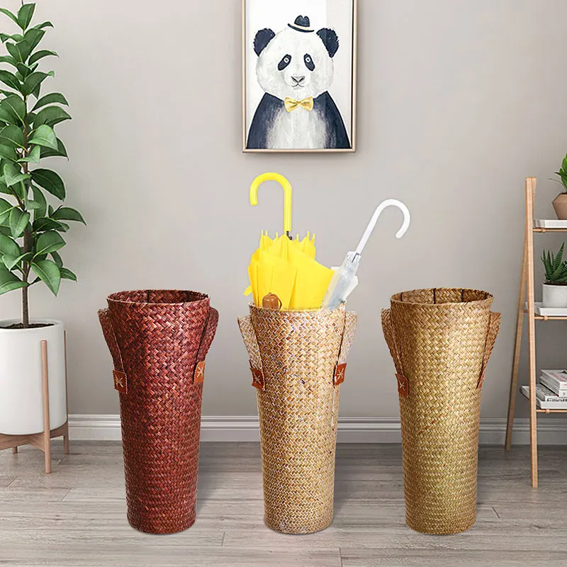 

Umbrella Stand Rack 3 Colors Umbrella Storage Holder Shelf for Home Office Umbrella Holder Seaweed Weaving Home Decoration