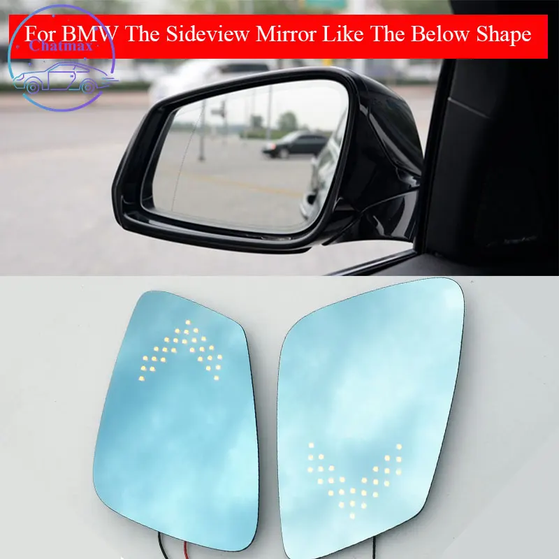 

For BMW X1 X2 Series 1 2 3 4 5 6 7 Car Side Rearview Blue Mirror HD Glass Lens With Heated Function LED Turn Signal