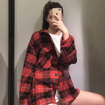 

ladies Winter coats and jackets women cute plaid jacket loose jackets ladies oversized jacket winter coats female Autumn