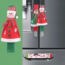 3 шт./4 шт. рождественские Чехлы для дверных ручек микроволновая печь Ручка дверцы холодильника крышка термостойкая перчатка Мультфильм защитный чехол