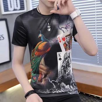 

Summer trend half sleeve striped youth T-shirt Slim wild cotton lapel