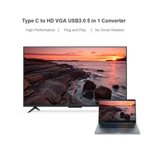 USB C Type C to HD VGA USB Adapter 5 in 1 Converter for Laptop Apple Macbook Google Chromebook