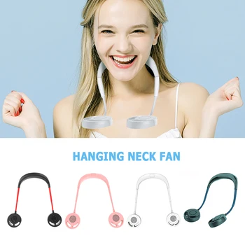 

Headphone Design No Blades Hands-free Hanging Neck Fan Air Cooler Summer Portable USB Rechargeable Cooler Wearable Dual Fan