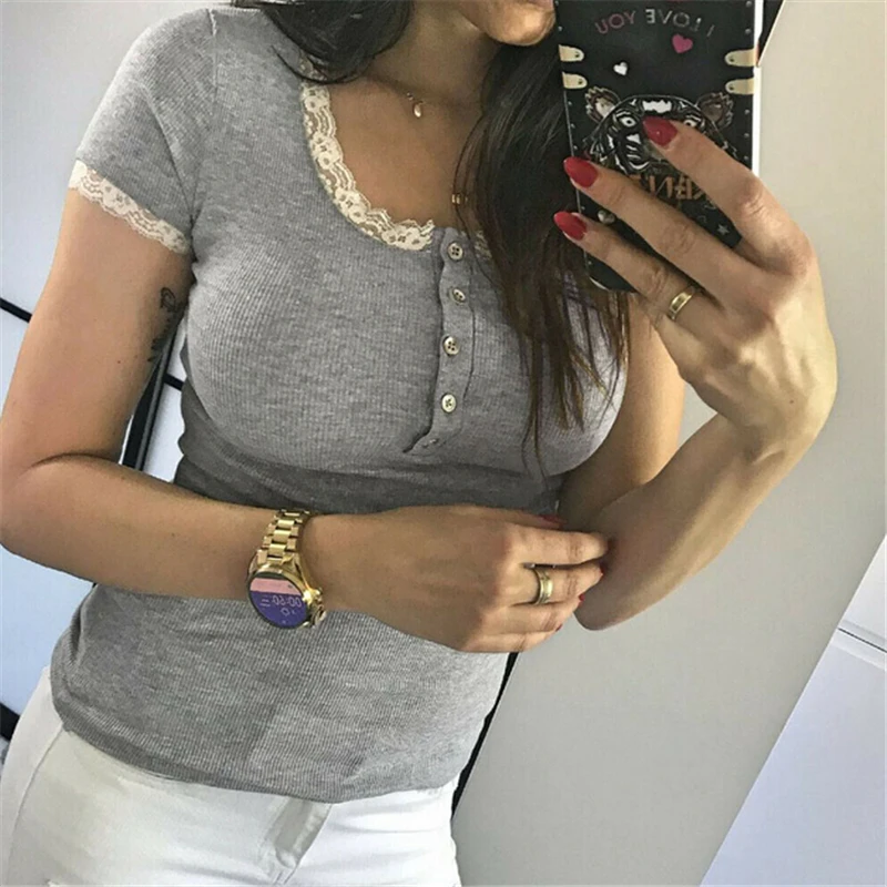 Women Blouses Summer Women Shirts Lace Ladies Tops Casual Blouse Short Sleeve Shirt Solid Womens Tops And Blouses Ropa