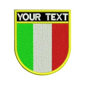 

custom Italy flag name tags patch embroidered iron on backing hook backing Shield shape