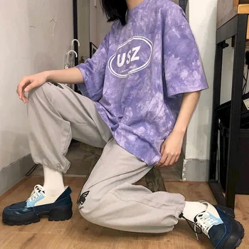 

NiceMix two piece set women clothse summer High street tie dye shirt ins T-shirt wide-leg casual shorts female student suit tide