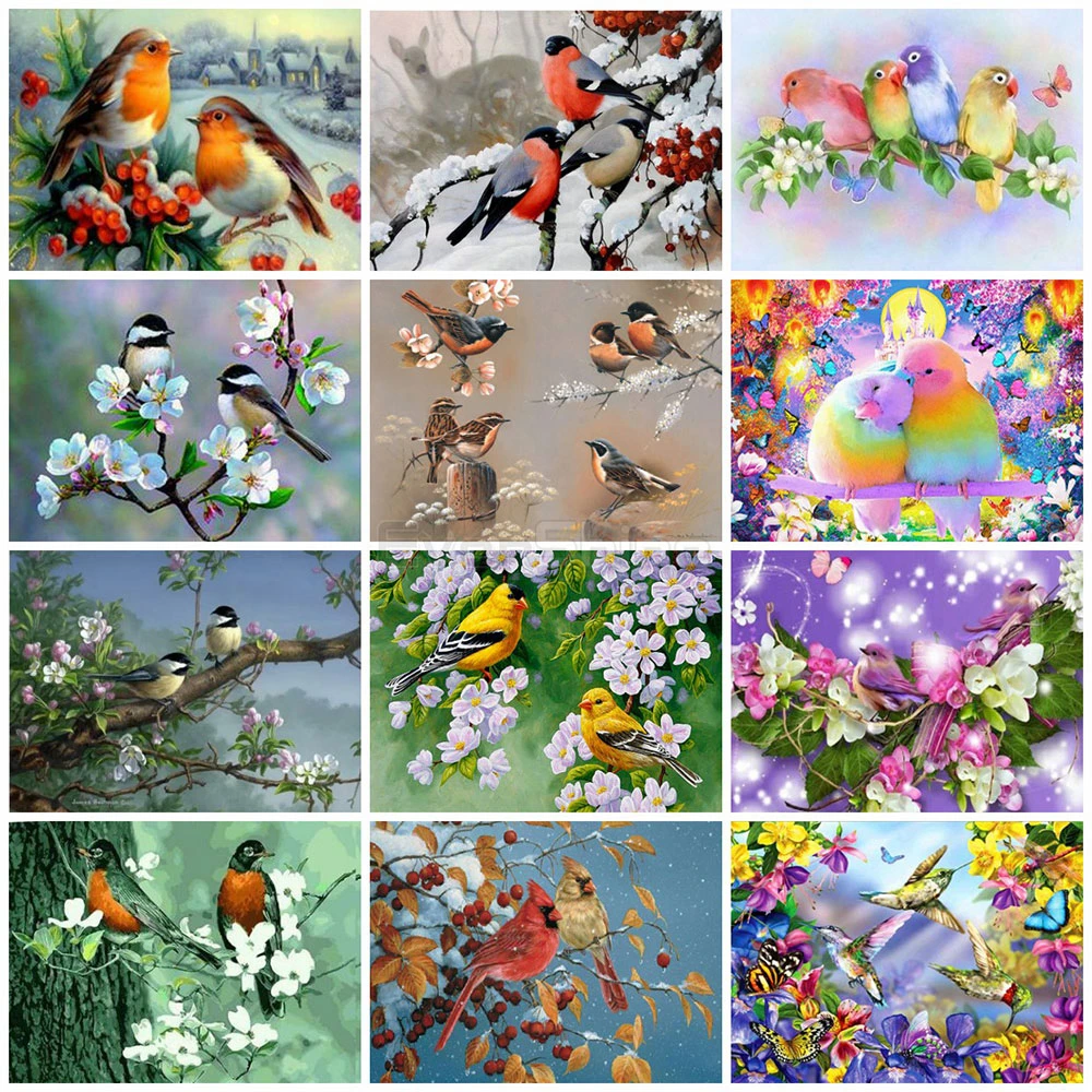 EverShine DIY Diamond Embroidery Bird Cross Stitch Diamond Painting Full Square Animlas Handicraft Art Hobby Gift Home Decor