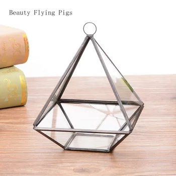 

Direct sales new products eternal flower creative pyramid polygon glass flower room cosmetics jewelry storage decorative box