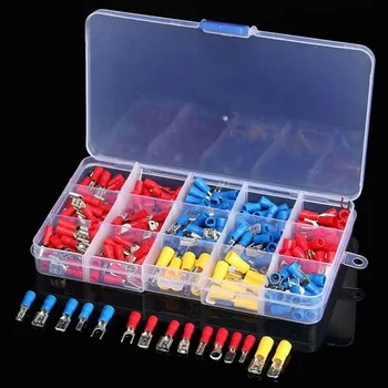 

280Pcs Three-color Insulated Spade-shaped Various Crimping Terminal Wire Connector With Box Waterproof Accessories