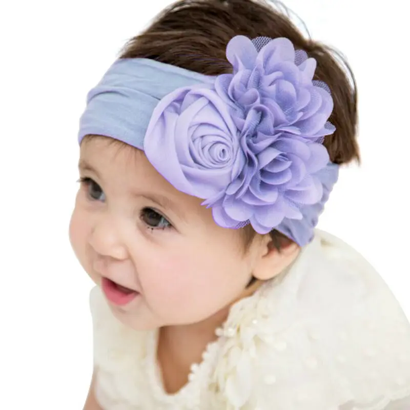 

Large Floral Layer Hair Bow Headband Girls 2020 Hot Sale Elastic Hair Bands Kids Solid Turban Head Wrap Hair Accessories