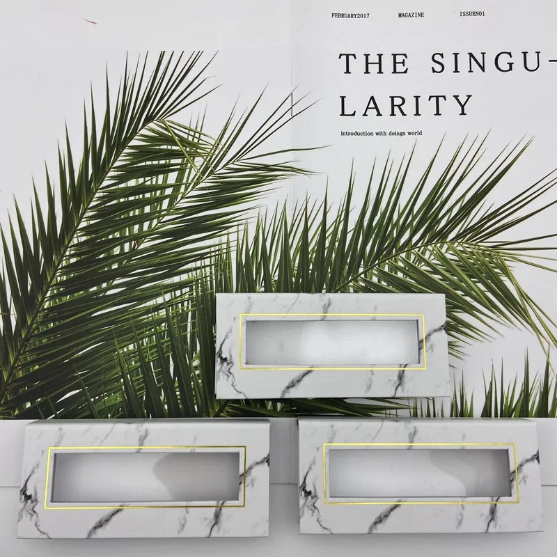 

Buzzme Wholesale Custom Packaging square marble Case With Tray Silk Lashes Private Label Logo Packing Box Empty Case
