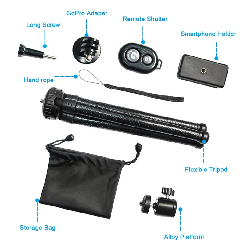 

Portable Flexible Cell Phone Camera Stand Holder Adjustable Tripod with Remote Control LFX-ING