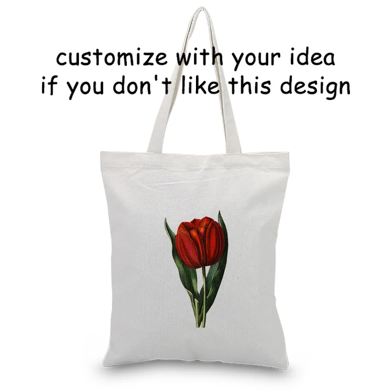 Сумка-тоут с цветком ежедневного использования на заказ Печать Логотип сумка для покупок эко многоразовая утилизация текст канва для DIY