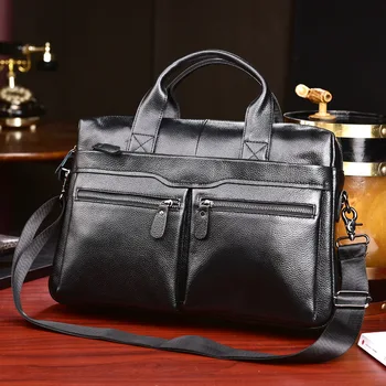 

2019 New Leather One Shoulder Men's Handbag Computer Bag Briefcase Business Bag Messenger Bag