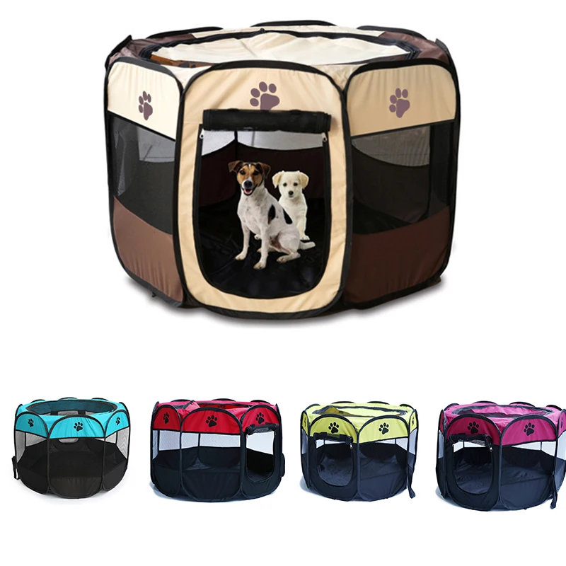 

New Pet Dog Playpen Tent Crate Room Foldable Puppy Exercise Cat Cage Waterproof Outdoor Two Door Mesh Shade Cover Nest Kennel