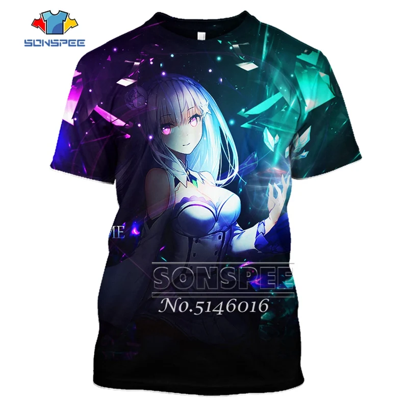 SONSPEE, 3D принт, аниме, Harajuku Re: zero, Твин Рам Рем, косплей, футболка, мужская, повседневная, летняя, унисекс, короткий рукав, футболки, топы, t445 - Цвет: 16
