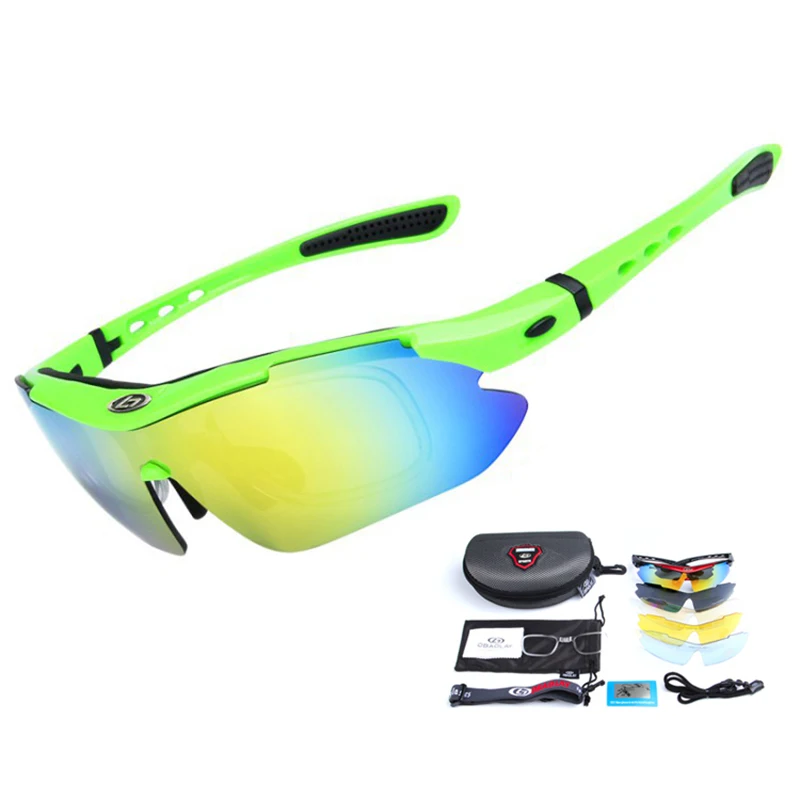 Очки для рыбалки с 5 линзами UV400, мужские и женские поляризованные очки для рыбалки, многофункциональные солнцезащитные очки для походов, походов, езды на велосипеде - Цвет: Green