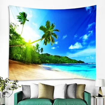 

Sunny Green Tree Beach Print Wall Tapestry Cheap Hippie Wall Hanging Hohemian Tapestry Tapestry Mandala Wall Art Decorat