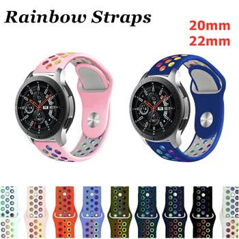 

Duoteng Rainbow Silicone Strap for Xiaomi Amazfit Bip Lite 20mm 22mm Sport Bands for Huami Amazfit GTS for Samsung Galaxy Watch