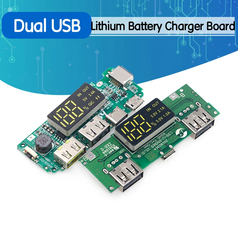 Lithium Battery Charger Board Led Dual Usb 5v 2 4a Micro Type C Usb Mobile Power Bank Charging Module Circuit Protection Battery Accessories Charger Accessories Aliexpress